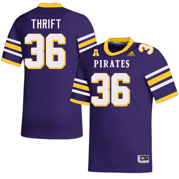 Roger Thrift ECU Jersey,East Carolina Pirates #36 Roger Thrift Jersey Youth College-Purple 2024